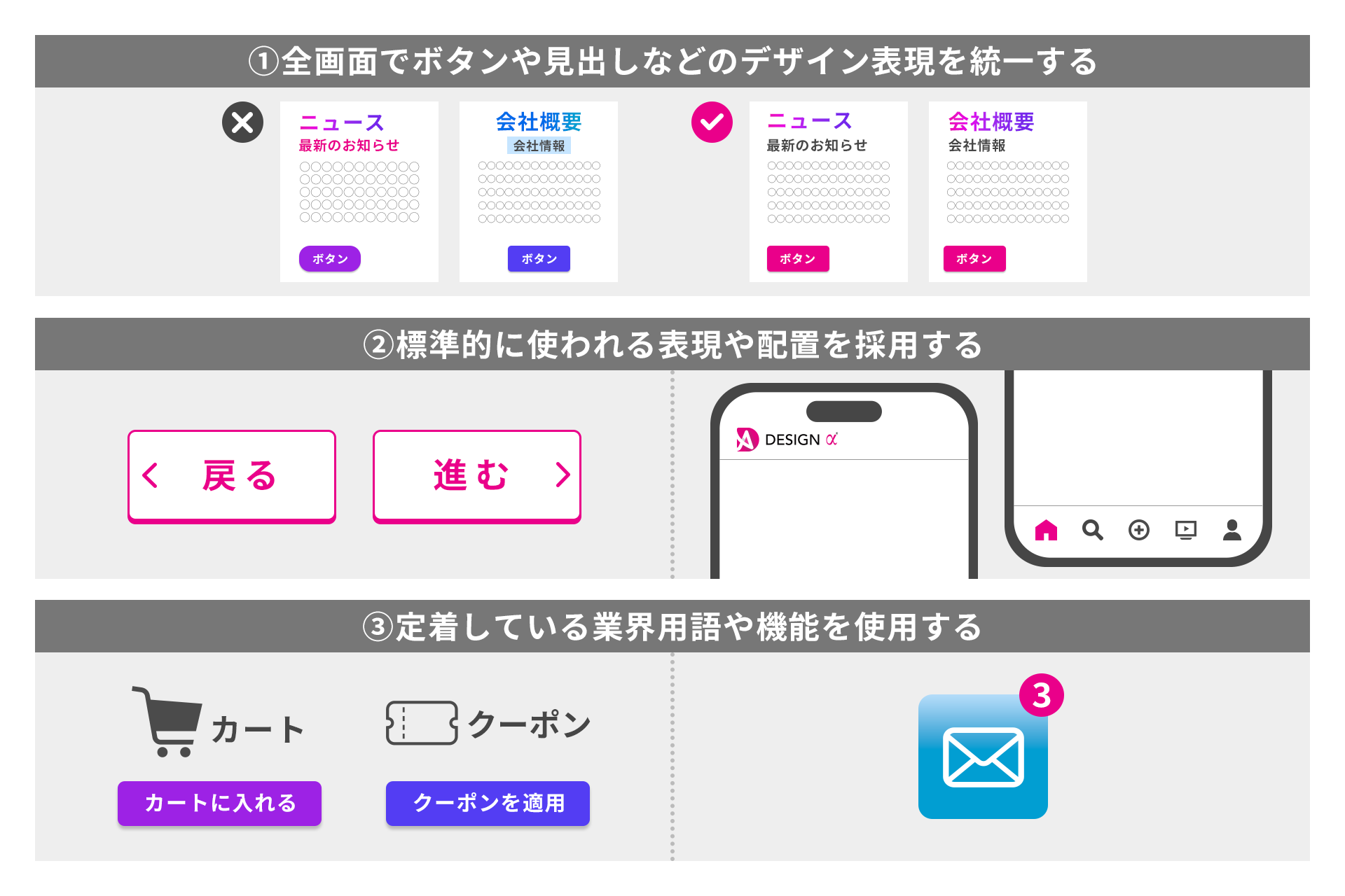 ニールセンの10原則「4.一貫性と標準性の保持」の事例