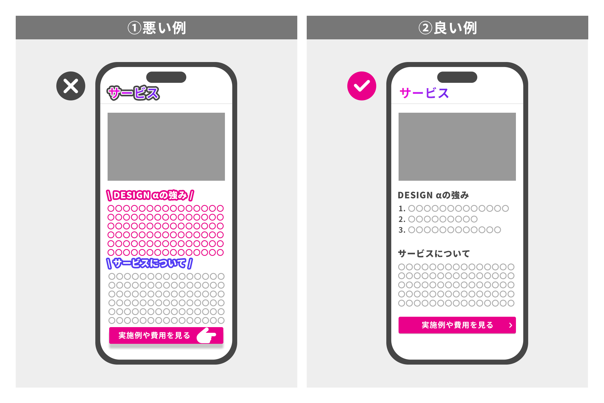 ニールセンの10原則「8.最小限で無駄のないデザイン」の事例